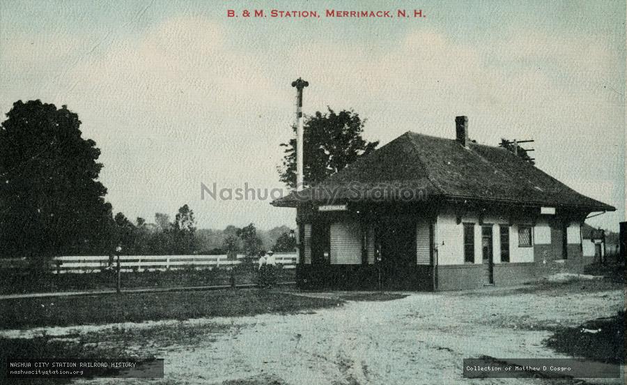 Postcard: Boston & Maine Station, Merrimack, N.H.